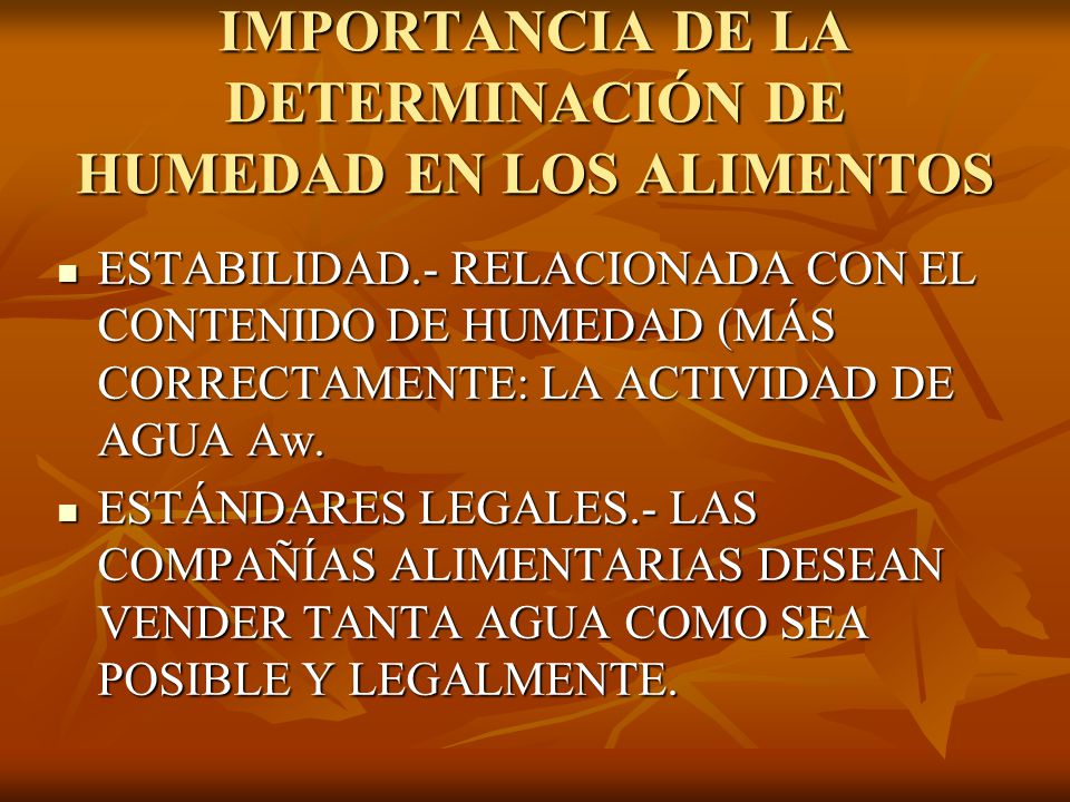 Analisis de alimentos DETERMINACION DE HUMEDAD